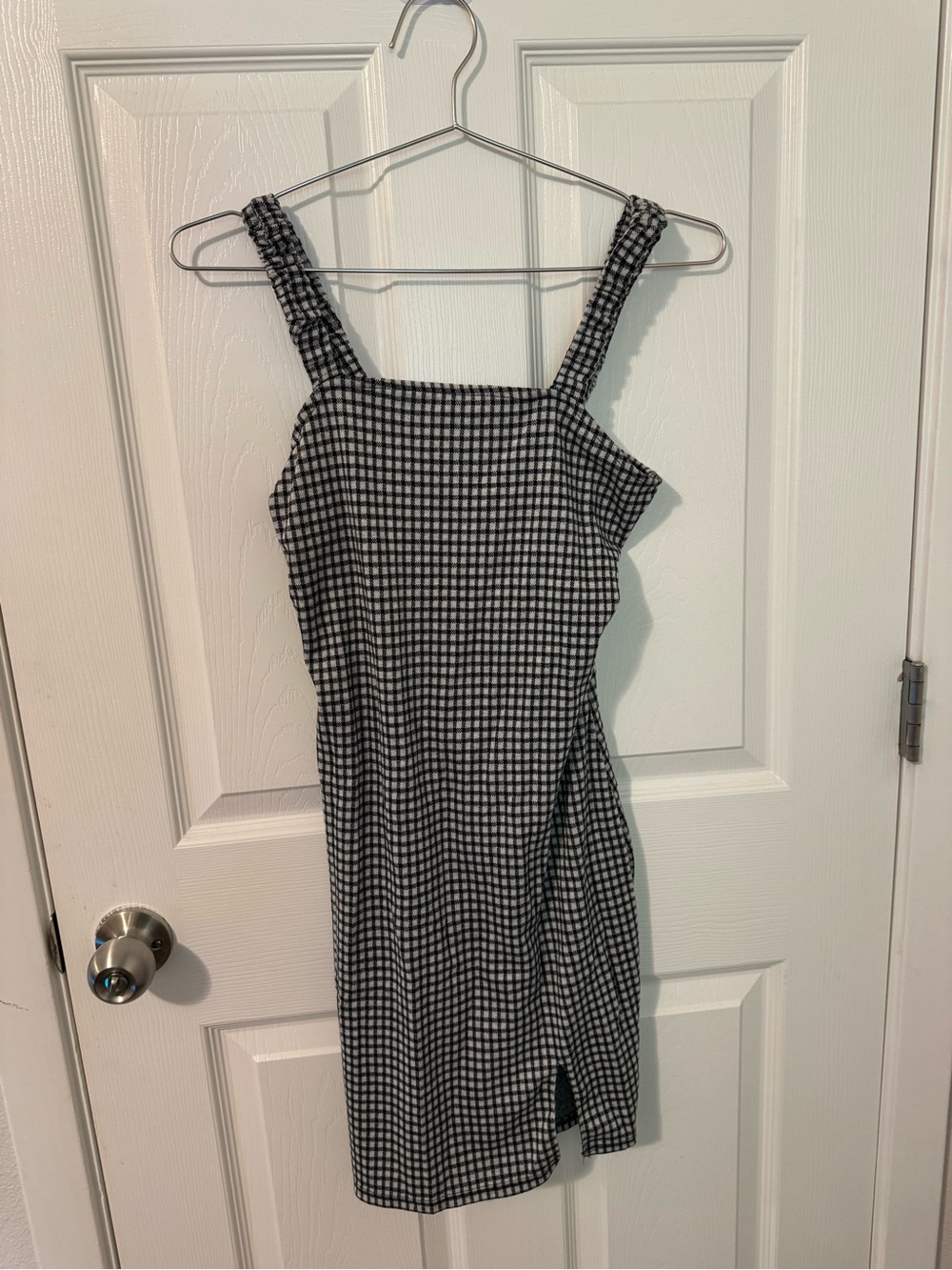 Rue21 Black and White Gingham Square-Neck Mini Dress